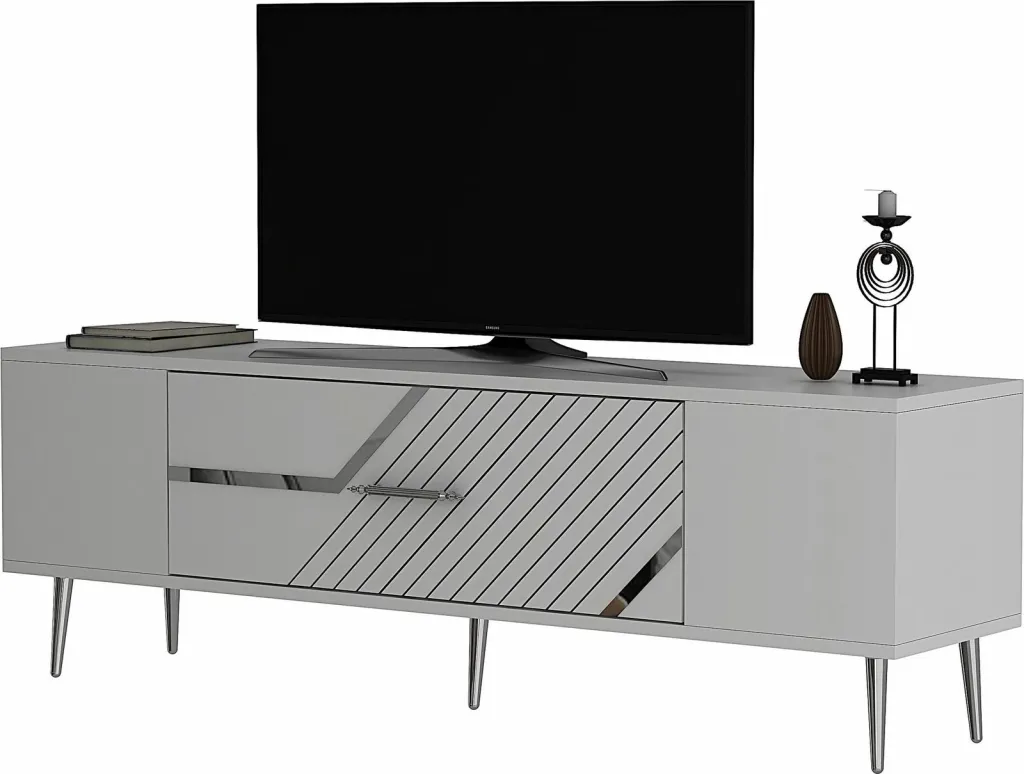 Komodë TV Skye Decor, e bardhë, argjend - 4