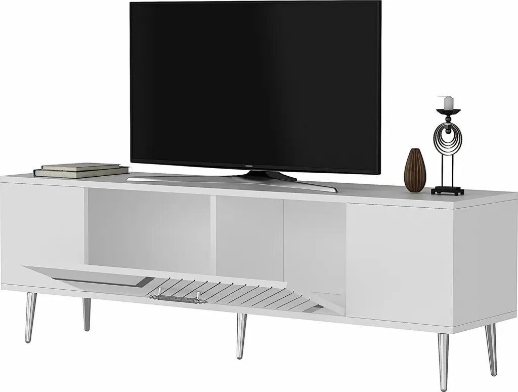 Komodë TV Skye Decor, e bardhë, argjend - 5