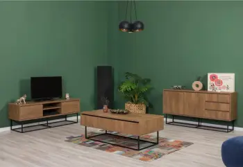 Set mobiljesh për dhomë dite, Skye Decor, Laxus Takım 4, ngjyrë arre dhe e zezë