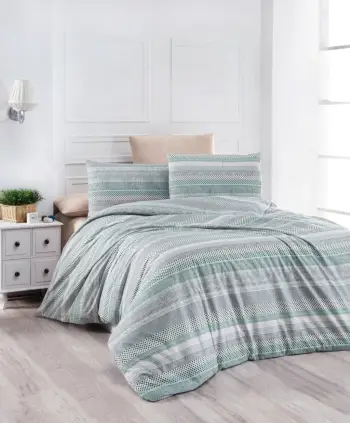 Set mbulesë për jorgan Single XL, L'essentiel, vija, jeshile, bardhë, e zezë