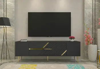 Komodë për TV, ngjyrë antracit dhe ari, Skye Decor, Dekolp5