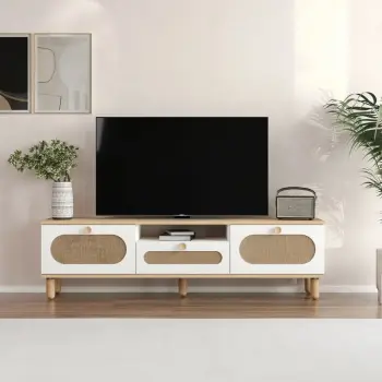 Komodë TV Skye Decor, bohem, ngjyrë lis safir, e bardhë