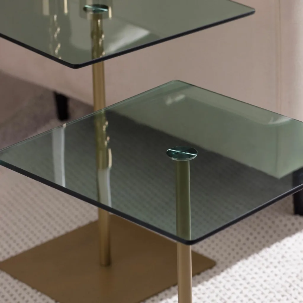 Set tavolinash kafeje, ngjyrë ari dhe e gjelbër, Skye Decor, elegante, 2 copë - 2