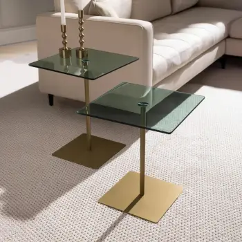 Set tavolinash kafeje, ngjyrë ari dhe e gjelbër, Skye Decor, elegante, 2 copë