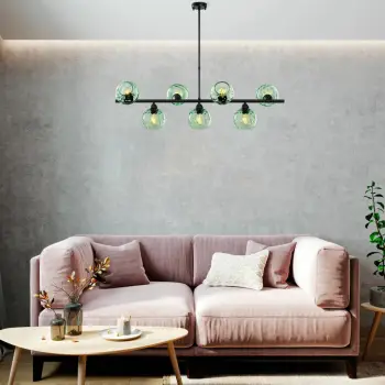 Llambë tavani Opviq Benek, mint e zezë, 7 vende, 110x40x84cm