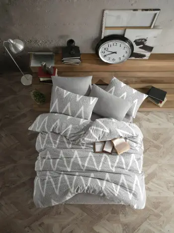 Set mbulesë për jorgan Super King, L'essentiel Olivia, ngjyrë gri