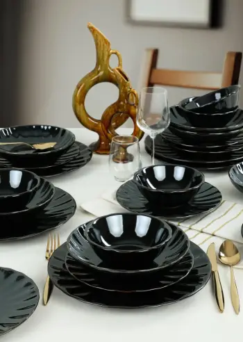 Set enësh për drekë, qeramikë, 24 copë, ngjyrë e zezë, Hermia Concept, TY094024FQ33A000000MAOV600