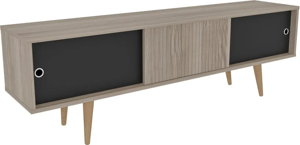 Komodinë TV Skye Decor, ngjyrë lis dhe e zezë - 5