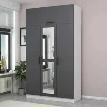 Dollap Skye Decor, 3 kapak, anthracite, i bardhë, 255cm