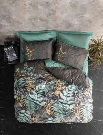 Set mbulesë për jorgan Super King, saten, L'essentiel, Clorasa, ngjyrë mint, anthracite, kafe