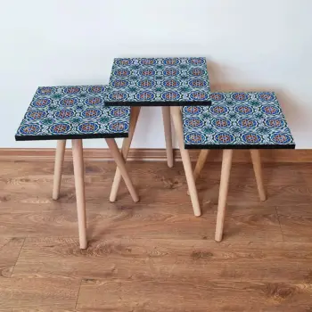 Set tavolinash ndihmëse, 3 copë, shumëngjyrëshe, Skye Decor, 3Shp50
