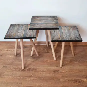 Set tavolinash të vendosshme, 3 copë, Skye Decor, 3Shp69, ngjyrë gri