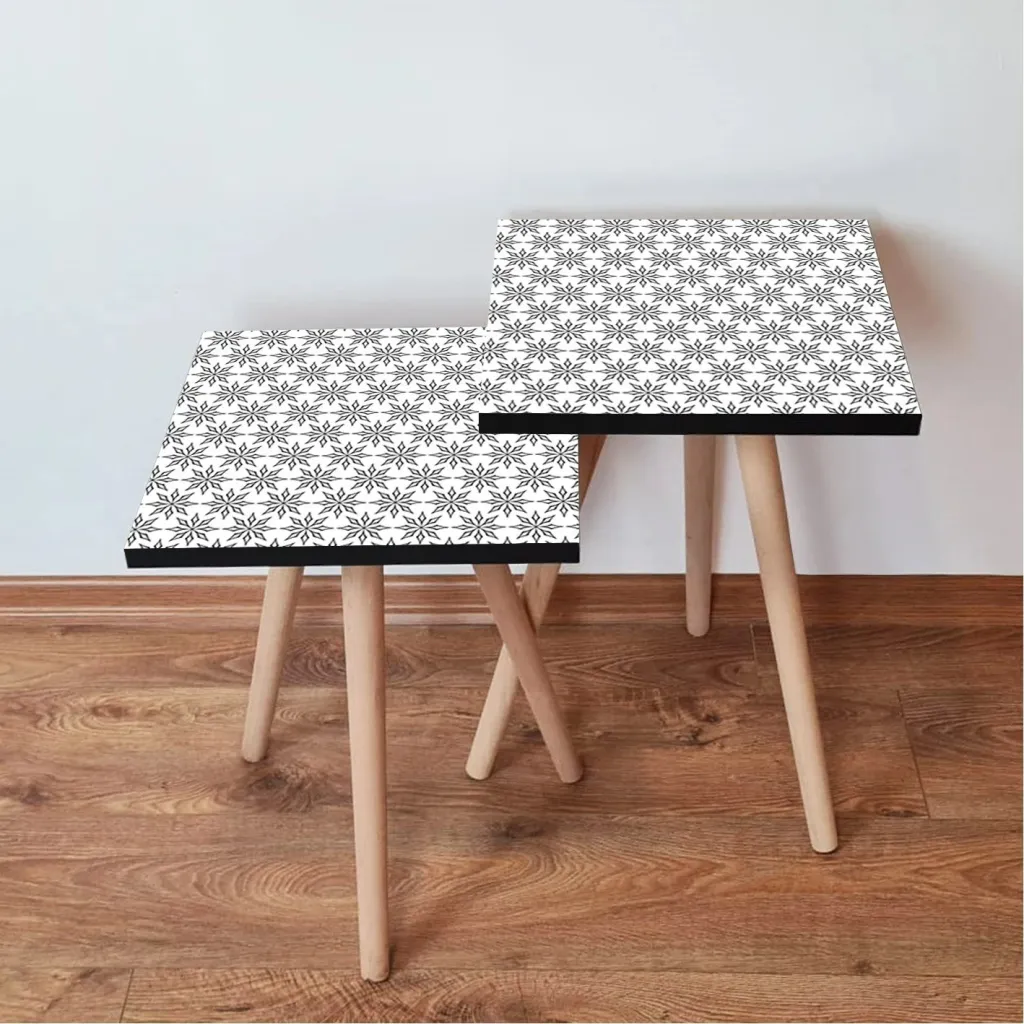 Set tavolina të ndërlidhura, 2 copë, Skye Decor, 2Shp10, e zezë dhe e bardhë - 1