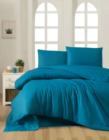 Set mbulesë jorgani Ranforce Single XL, ngjyrë blu petrol, L'essentiel