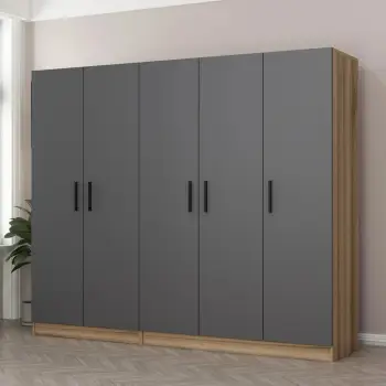 Dollap Skye Decor, ngjyrë antracit, 225x190x52 cm, 7 pjesë