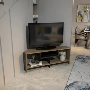 Komodë TV Skye Decor, Maldiv, ngjyrë arre dhe e bardhë