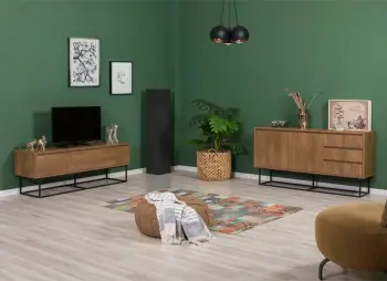 Set mobiljesh për dhomë dite, Skye Decor, Laxus Takım 15, ngjyrë arre dhe e zezë