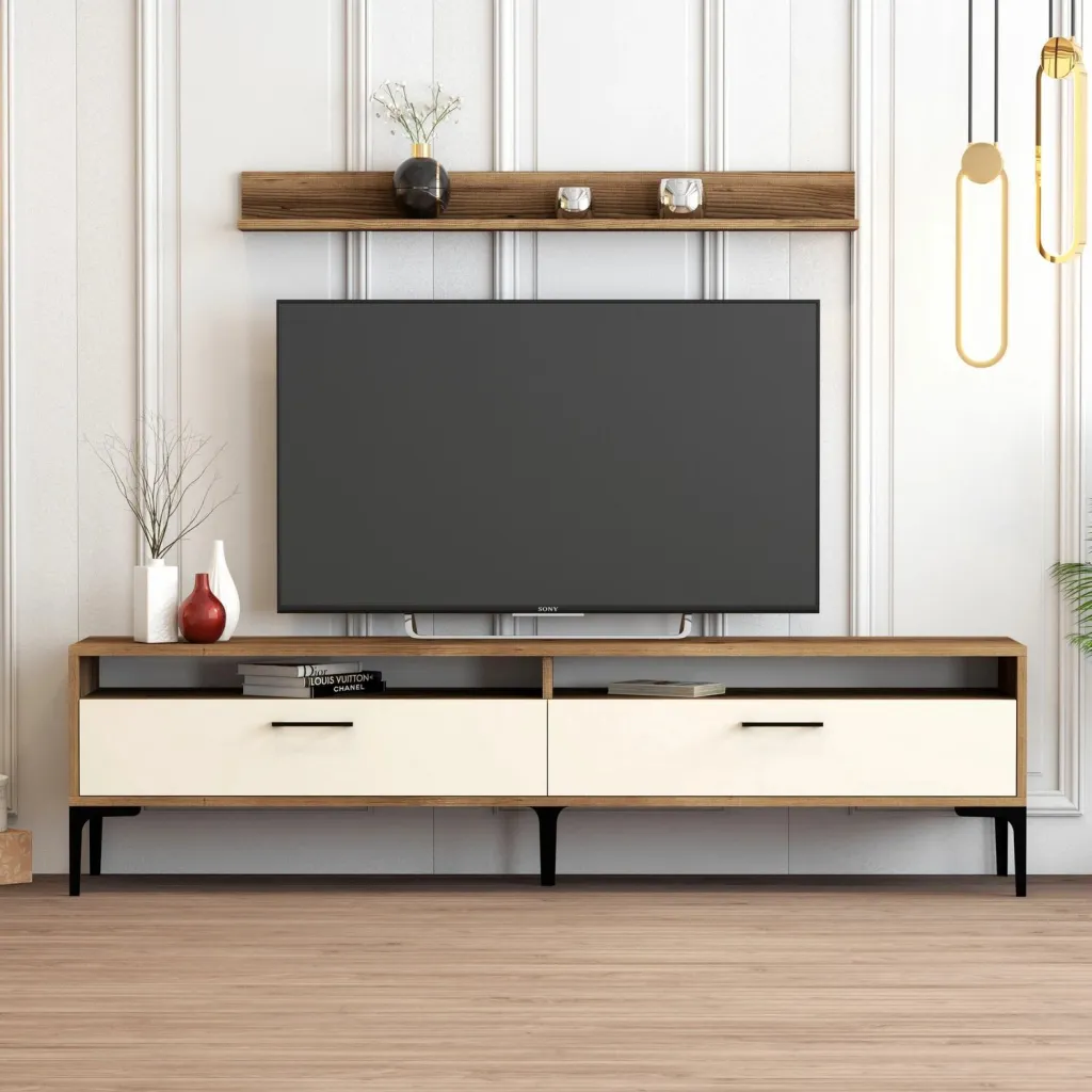 Konsolë TV Skye Decor, Istanbul, ngjyrë arre dhe krem - 1