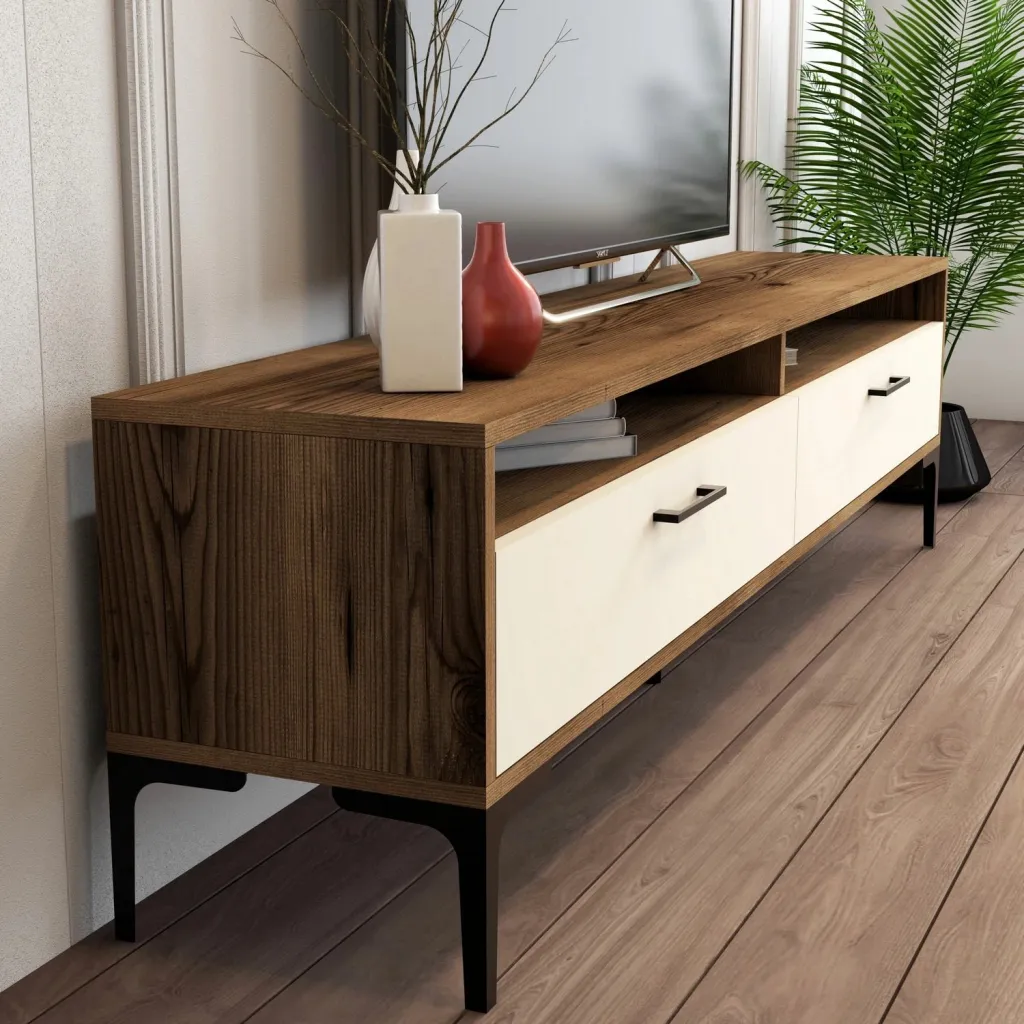 Konsolë TV Skye Decor, Istanbul, ngjyrë arre dhe krem - 4
