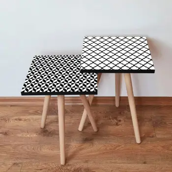 Set tavolina ndihmëse, dy pjesë, Skye Decor, 2Shp447, e zezë dhe e bardhë