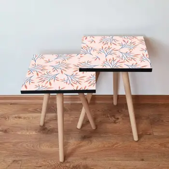 Set tavolinash ndihmëse, 2 copë, Skye Decor, salmon dhe kaltër e errët, 2Shp169