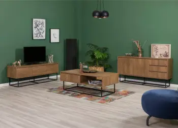 Set mobiljesh për dhomë dite, ngjyrë arre dhe e zezë, Laxus Takım 14