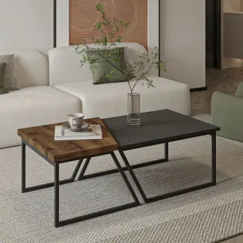 Set tavolinash kafeje Skye Decor, Verona P0024623, antracit, arrë rustike