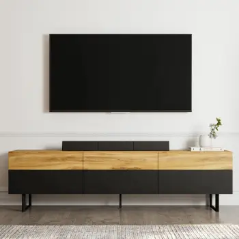 Komodë TV Skye Decor, e zezë, lis