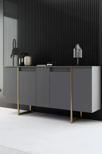 Konsolë, ngjyrë antracit, detaje ari, Skye Decor, Luxe