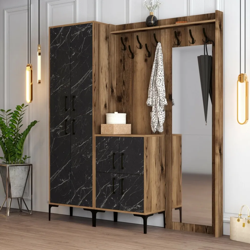 Stendë për korridor Skye Decor, ngjyrë arre, mermer i zi, Berlin ABC - 2