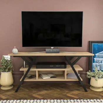 Komodinë TV Skye Decor, Minerva, e zezë dhe lis