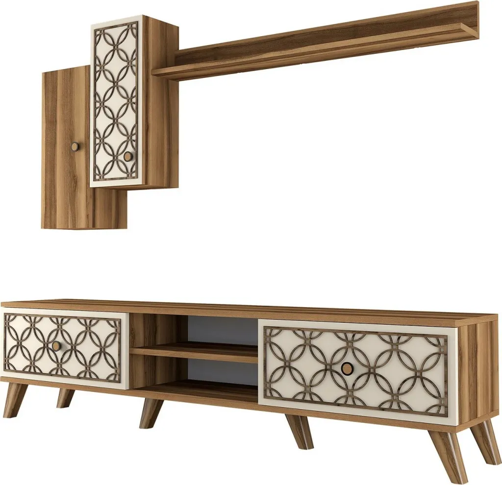 Njësi TV Skye Decor, klasë S, ngjyrë arre, krem - 5