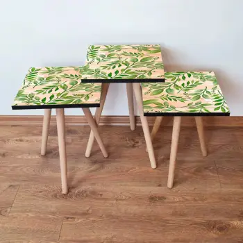 Set tavolinash të vendosshme, 3 copë, Skye Decor, salmon dhe e gjelbër, 3Shp261