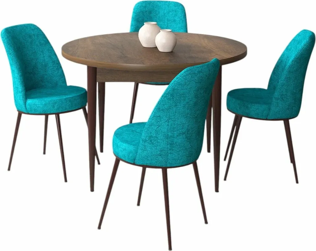 Tavolinë me karrige, 5 copë, Skye Decor, Barok, ngjyrë turquoise - 1