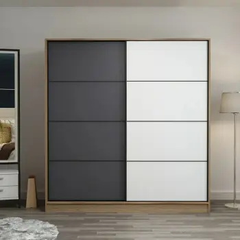 Dollap garderobe Skye Decor, ngjyrë dore, antracit, e bardhë, 180x190x52 cm