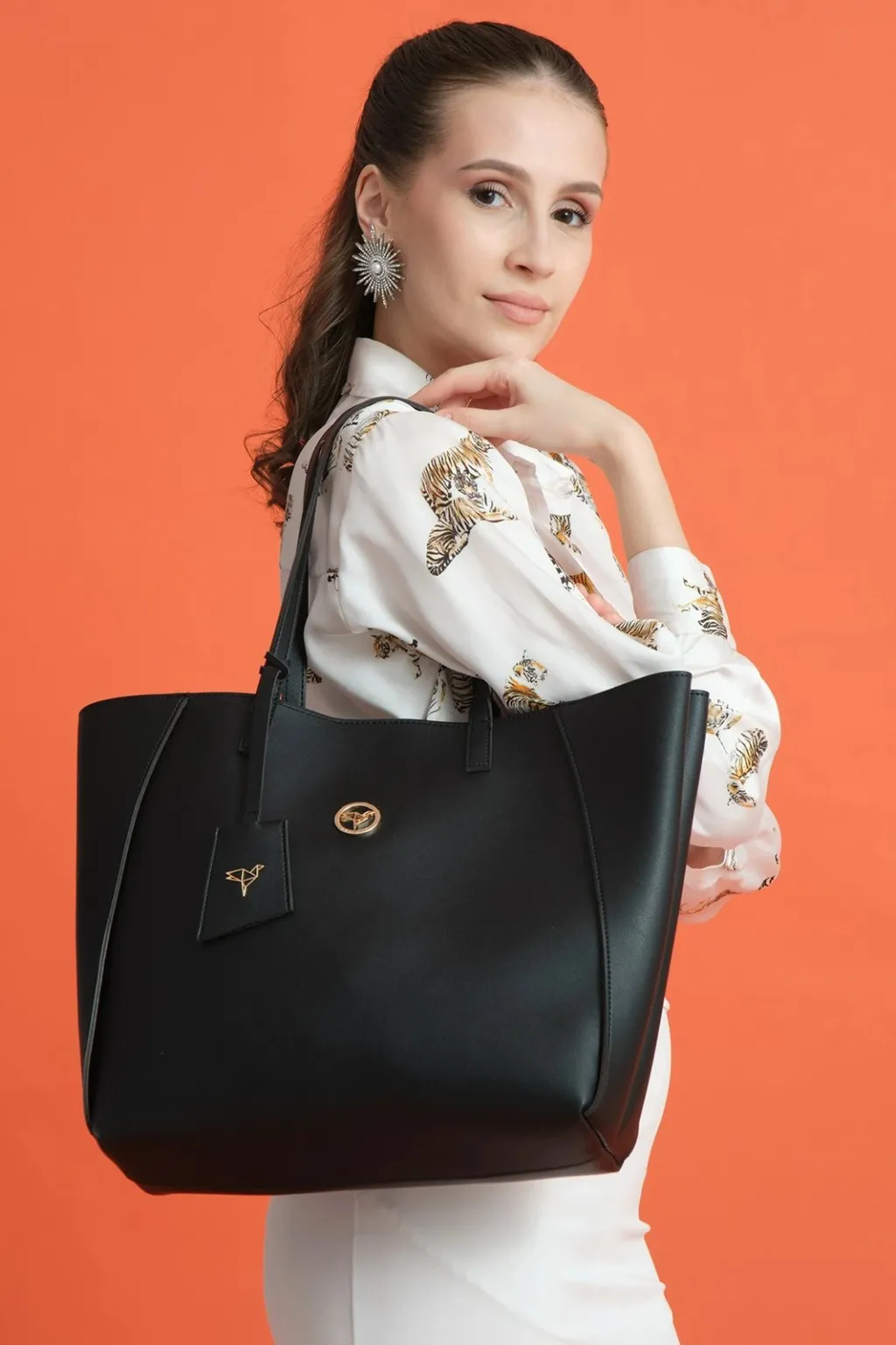 Çantë shpatulle e madhe, ngjyrë e zezë, Zoozie Bags Sofia - 8