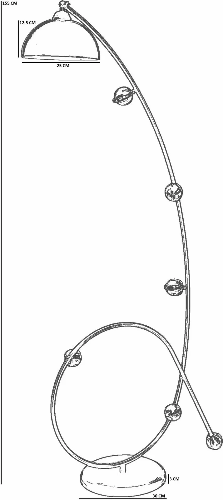 Llambë dyshemeje Opviq, e zezë dhe ari, 8969-1, 155cm - 4