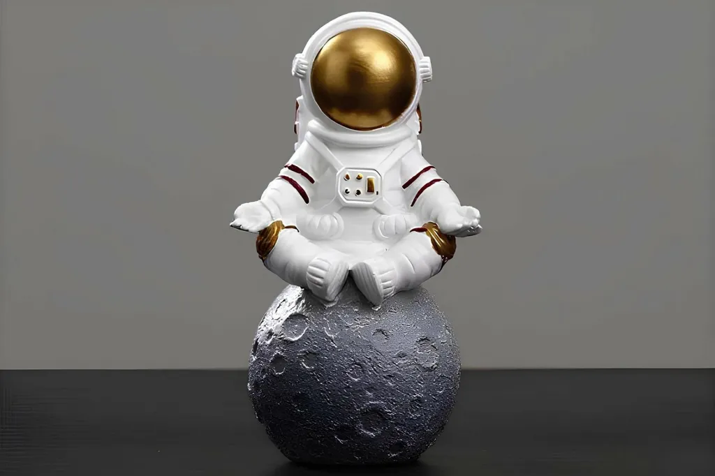 Objekt dekorativ astronaut, e bardhë dhe ari, CY0376 - 1