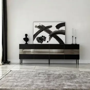 Komodë TV Skye Decor, Leon, e zezë dhe fume
