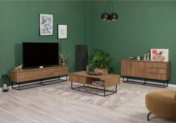 Set mobiljesh për dhomë dite Skye Decor, Laxus Takım 19, ngjyrë arre dhe e zezë