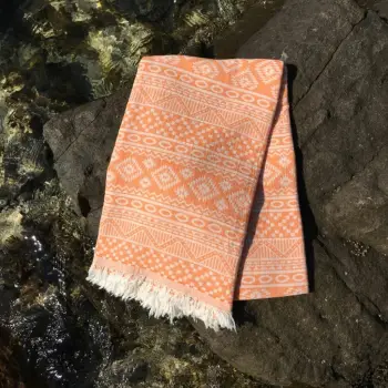Peshqir plazhi Fouta, model qilimi, portokalli, Mijolnir, 90x170cm