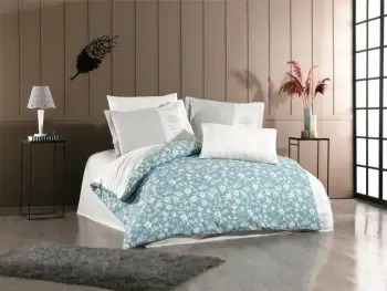 Set mbulesë për jorgan dopio Poplin, L'essentiel, Carmen, ngjyrë turquoise