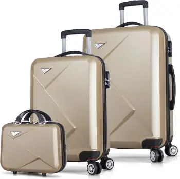 Set valixhesh (3 copë), ngjyrë ari, Zoozie Bags, 8350