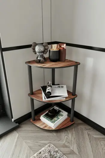 Raft këndi me 3 nivele, ngjyrë arre, Skye Decor