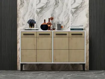 Konsol Skye Decor, ngjyrë e bardhë dhe lis safir