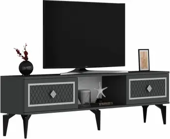Komodë TV Skye Decor, ngjyrë antracit, argjend