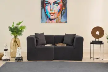 Divan dy vendësh, Atelier del Sofa, ngjyrë antracit, 2 pjesë