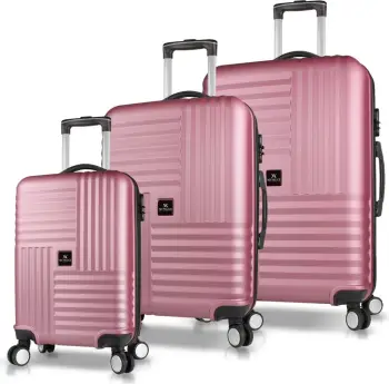 Set valixhesh (3 copë), Zoozie Bags, 8111, ngjyrë rozë e artë