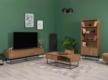 Set mobiljesh për dhomë dite Skye Decor, Laxus Takım 24, ngjyrë arre dhe e zezë