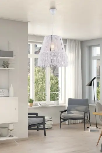 Llambë tavani Opviq, macrame e bardhë, Valance